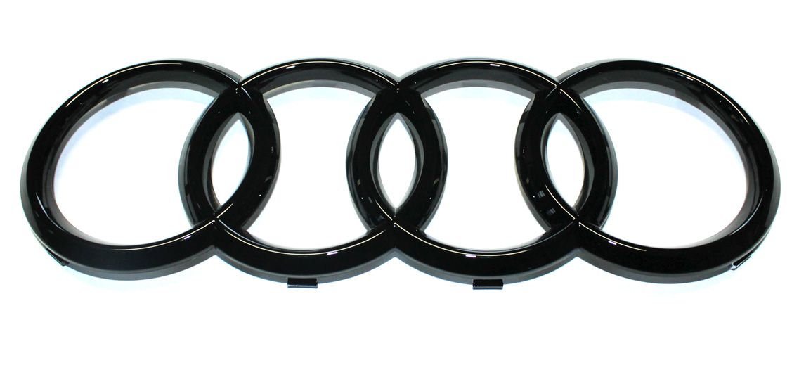 Audi Emblem / Ringe schwarz glänzend für den Kühlergrill (A4 / S4 / RS4 /  A5 / S5 / RS5 B9 Facelift), Audi A4 / S4 / RS4 B9